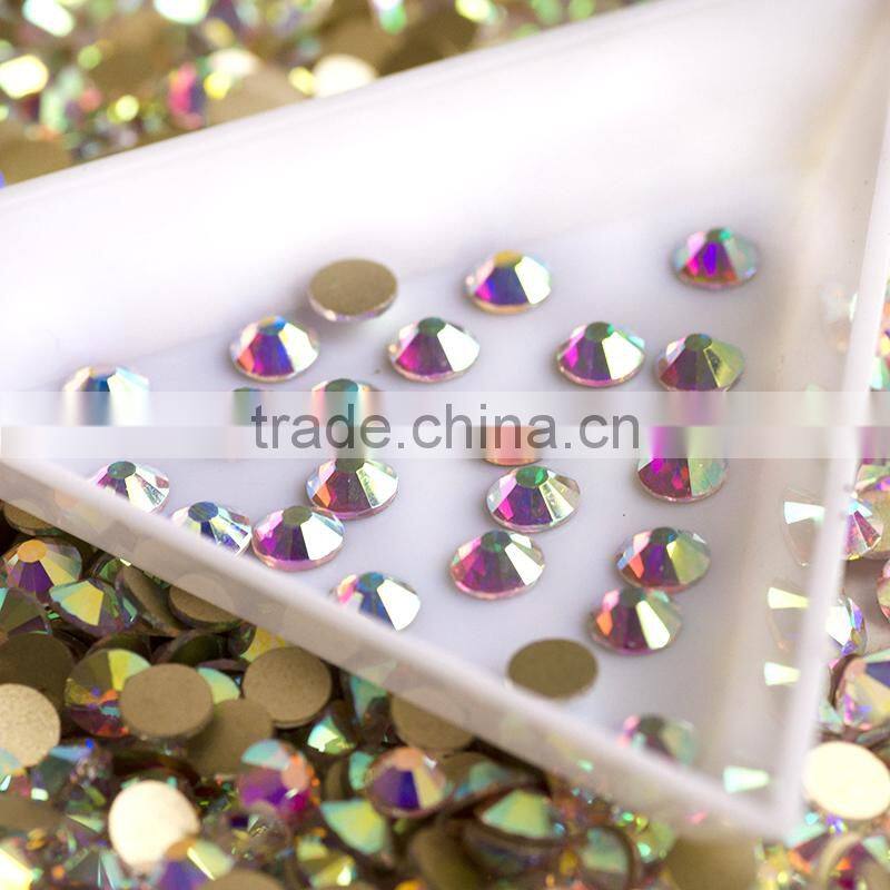 NHF 2058 crystalAB Chaton flat back glass nail rhinestones