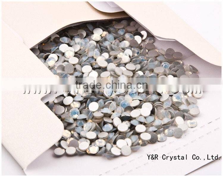 White opal nail art glass rhinestone silver flat back rhinestones