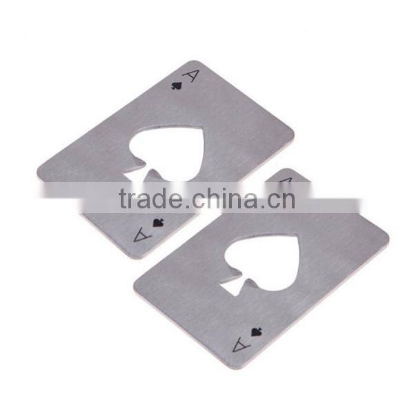 Spade A shape poker card bottle opener for promotional gift
