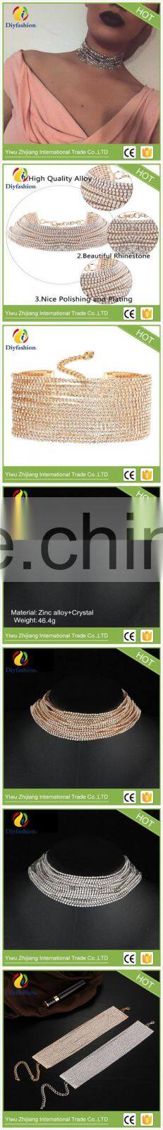 Multiple layers Rhinestone Crystal Choker Necklace for Women New Fashion Jewelry