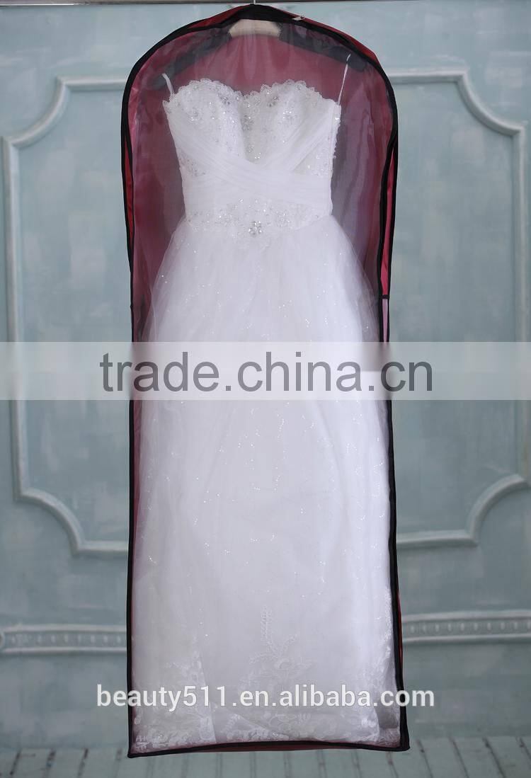 China wholesale Long luxuriant wedding dress cover garment bag WB04
