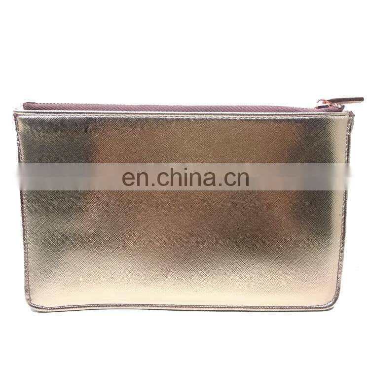 PU Rose Gold Metalic Makeup Bag Travel Girl Toiletry Bag Zip Lock Bag