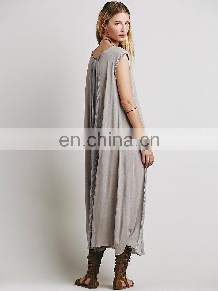 Cap sleeve woman knit midi dress ,fashionable woman loose fix dress