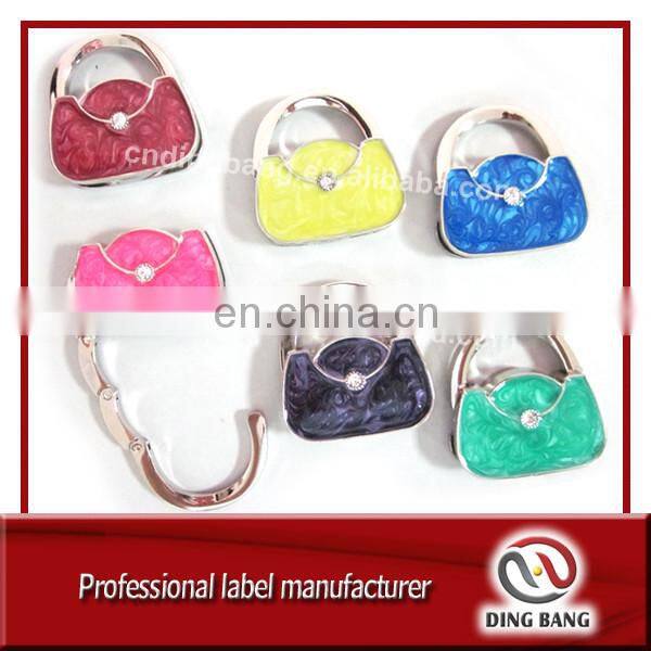 High Quality Fashional Lady Use Cloud Glue Process Durable Diamond Decoration Metal Bag Shape Bag Hanger