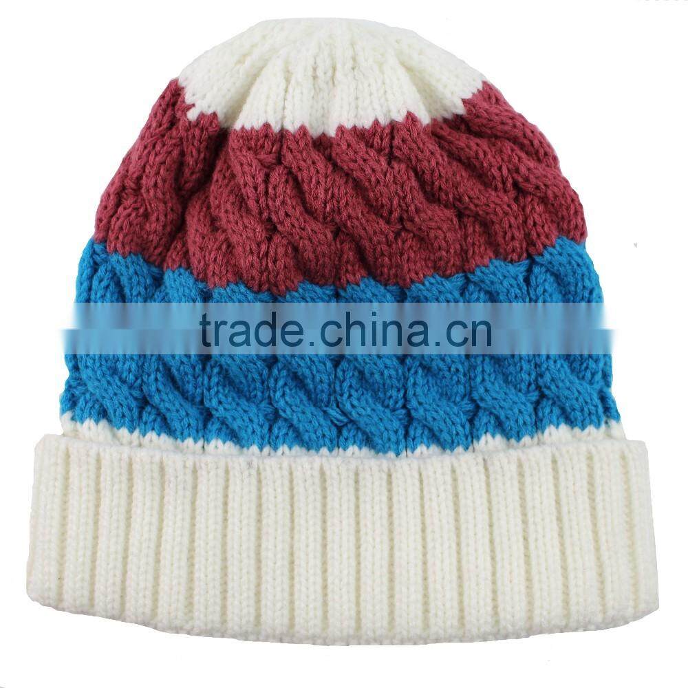 2016 hot sale winter stripe hat knit colorful women hat