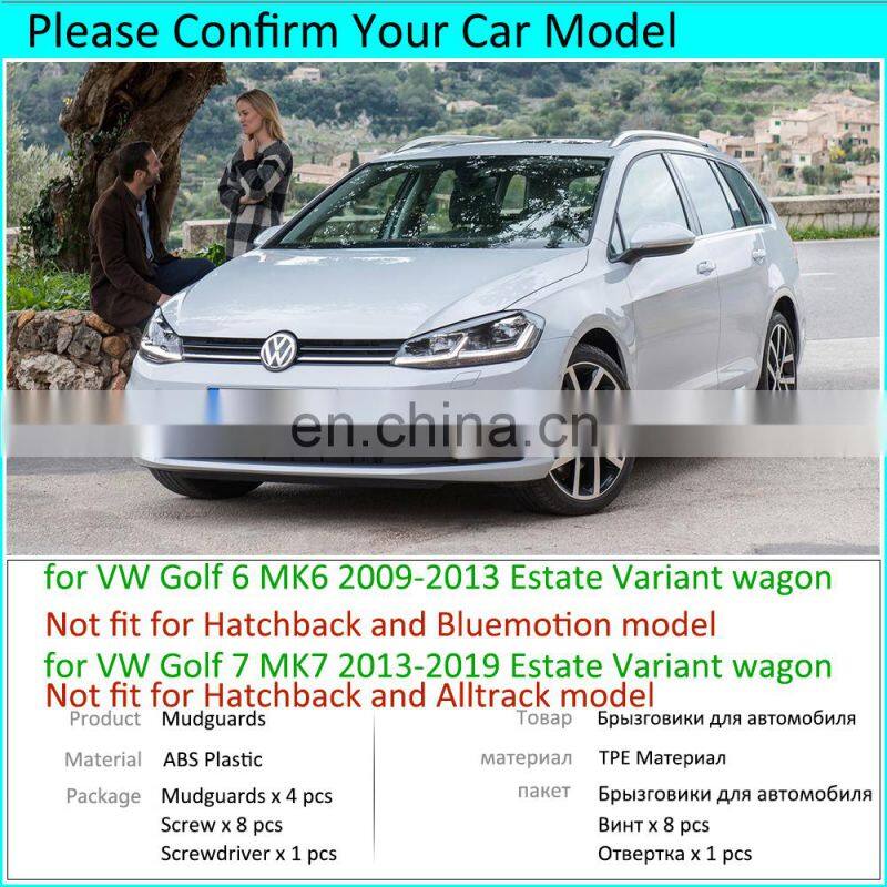 for VW Volkswagen Golf 6 7 MK6 MK7 Estate Variant Wagon 2009~2019 Mudguards Mudflap Fender Mud Flaps Splash Car Accessories 2017