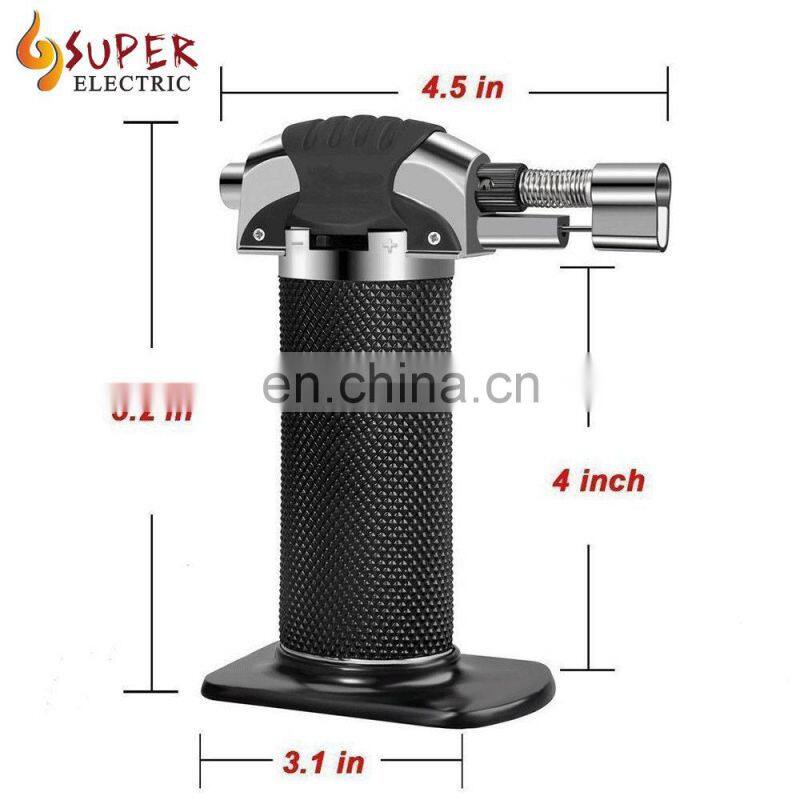 Refillable Adjustable Kitchen Flame Lighter Butane Culinary Torch with Safety Lock for Bake,BBQ(Butane Not Included)