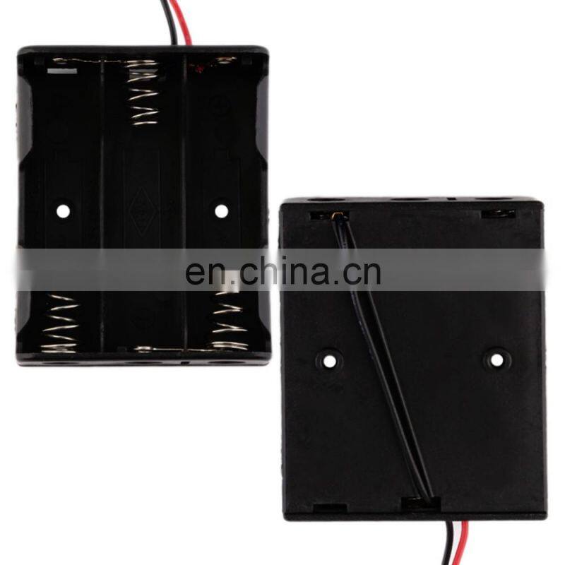 3 x AA Battery Storage Case Plastic Box Holder with Cable Lead for 3 Packs Standard AA 1.5V Batteries Soldering Connecting