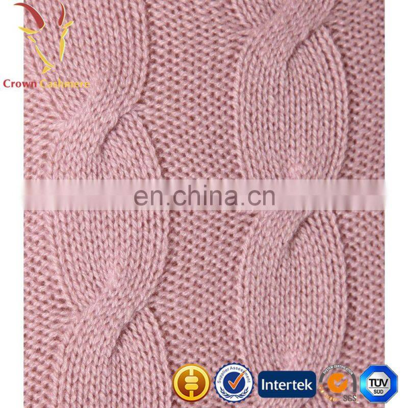 Women turtleneck cable knit cashmere pullover sweater
