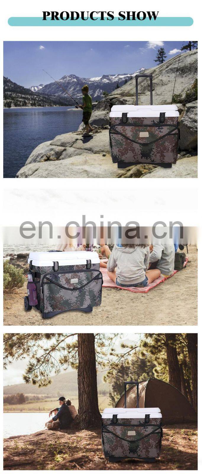 portable outdoor sample modern portable hiking camping trolley fabric sample hot sale camping custom cooler with wheels
