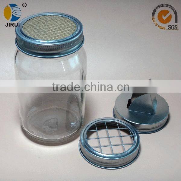 70mm silver metal lug cap with mesh sieve for manson jar