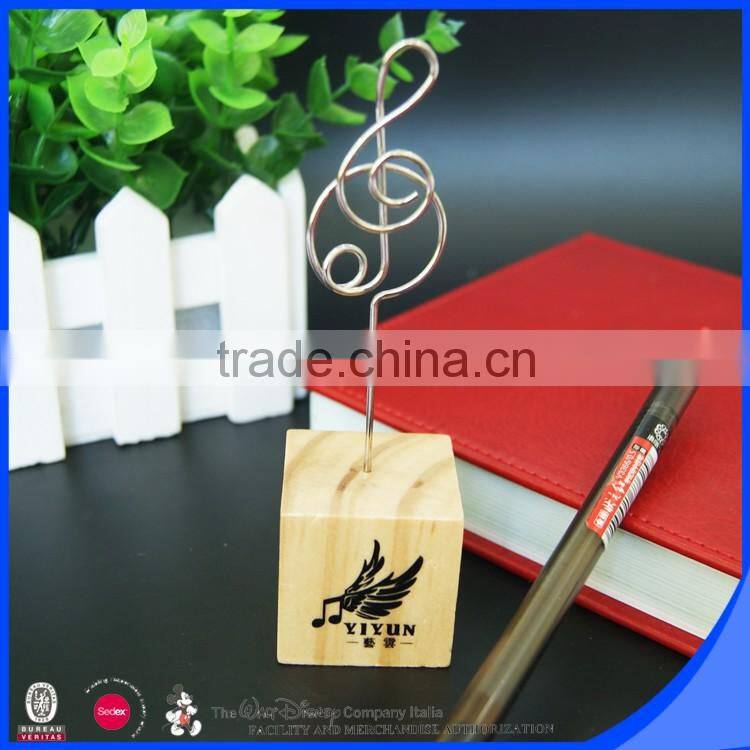 Custom logo shape gifts picture clip wooden stand
