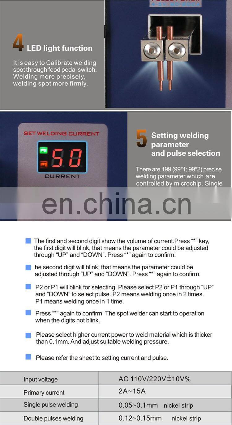 SUNKKO 737U 220V/110V 2800W Digital Display Spot Welder 18650 Battery Spot Welder