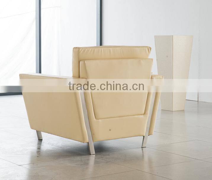 Soft back with sqare stitching leather sofa price good 3seater item 8060