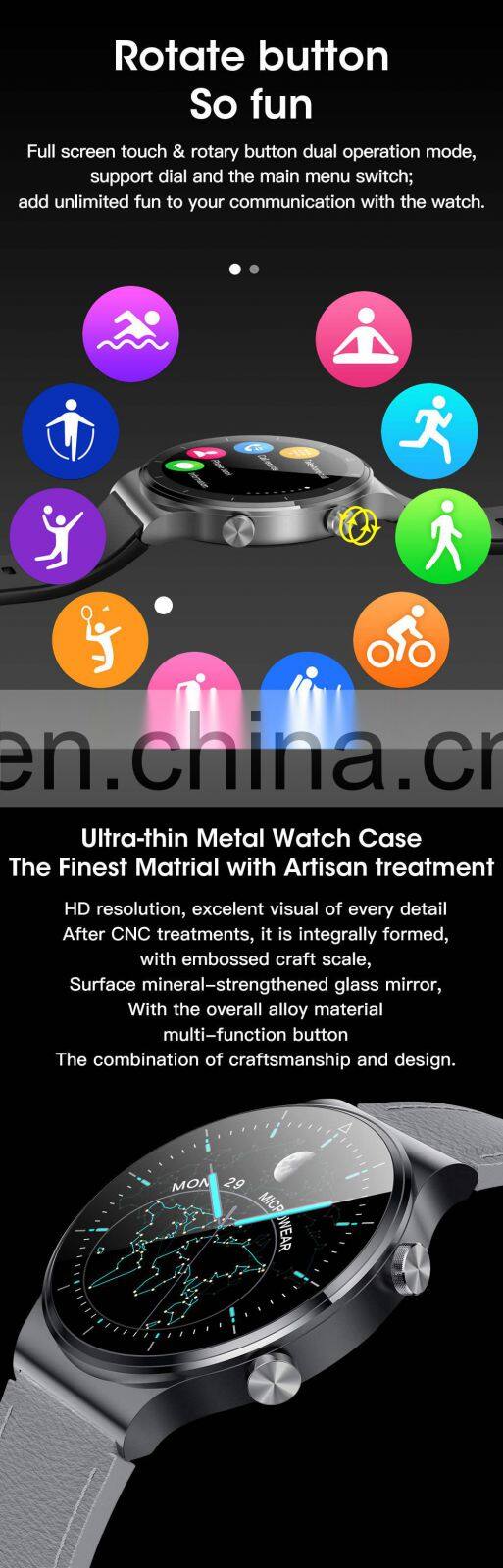 M2 Men BT Call Smartwatch IP68 Waterproof Heart Rate Health Sports Smart Watch Wireless Charging