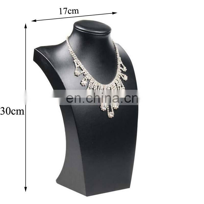 Hot Sale Black Volor Mannequin Shape Pu Leather Jewelry Display Stand Showcase Necklace Pendant Bust Displays Holder For Counter