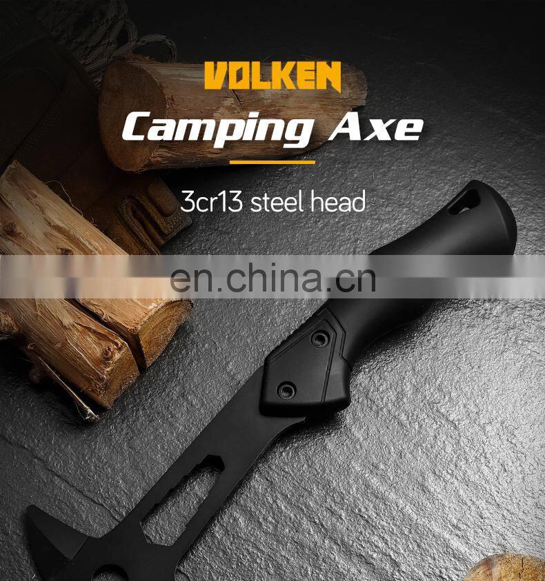New outdoor multi-purpose open mountain axe with hexagon board hand and all black rubber handle fire axe