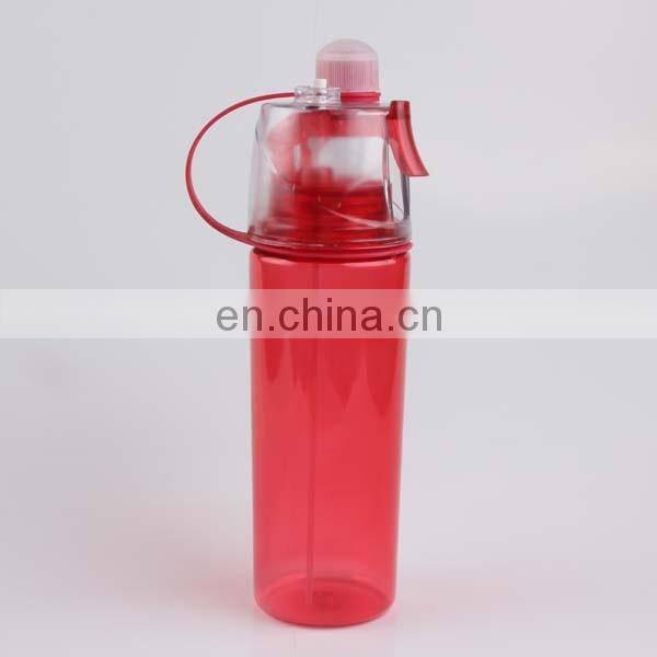 Plastic Sport Drinking Spray Water Bottle with Spray and Straw