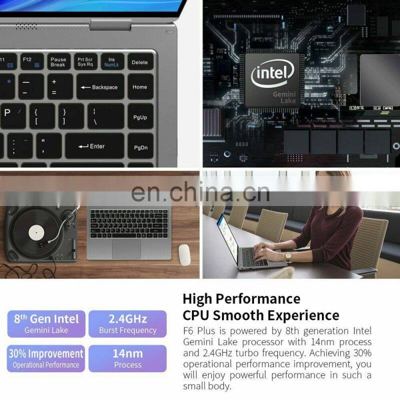 Teclast F6 Plus Laptop 13.3" IPS 360 Rotating Touch Screen Intel Gemini Lake N4100 Quad Core 8GB RAM 256GB SSD Win10 Notebook PC