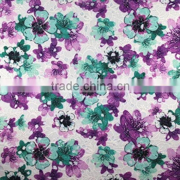 Good selling water soluble lace muilt colour 100% polyester best price chemical polyester fabric