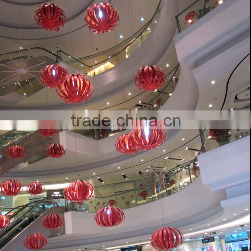 christmas shopping mall atrium hanging ball with light decoration
