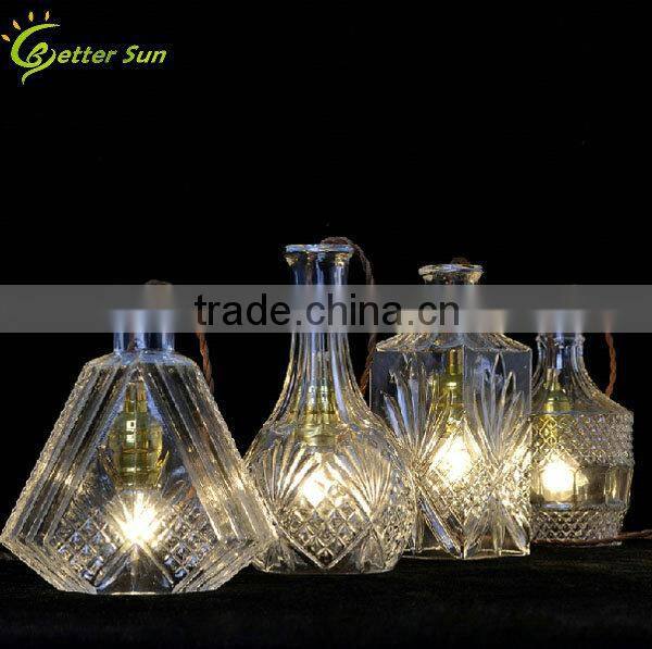 Retro Decanter Wine Perfume Bottle Pendant Lamp with Fabric Braided Cord