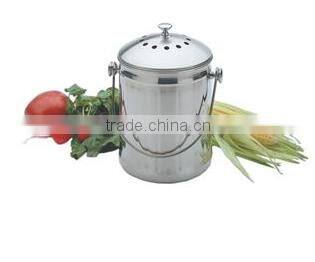 1gallon Indoor Kitchen Stainless Steel Compost Bin, warm compost pail with lid including two charcoal filter, kitchen crock