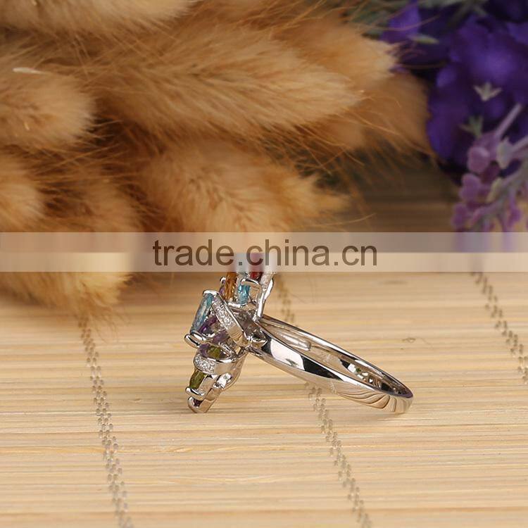 stock Classical 925 Sterling Silver Promotional Ring with mix natural stone