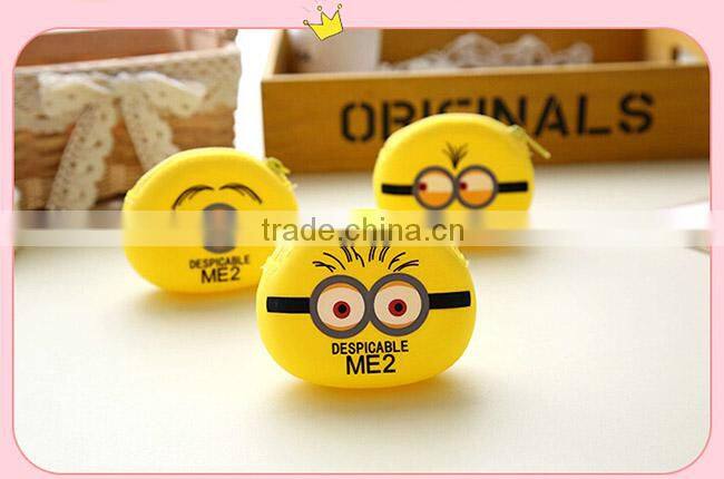 12years factory silicone minions coin purse/Yellow Minions purse factory price/cartoon characters purse