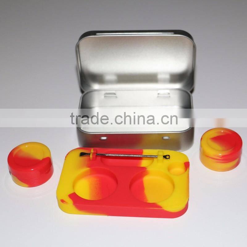 2016 New Fashion 10ml non-stick custom silicone jar in metal box