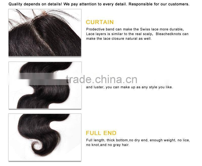 Top 10 hot selling brilliant 5A virgin indian hair weave top closure