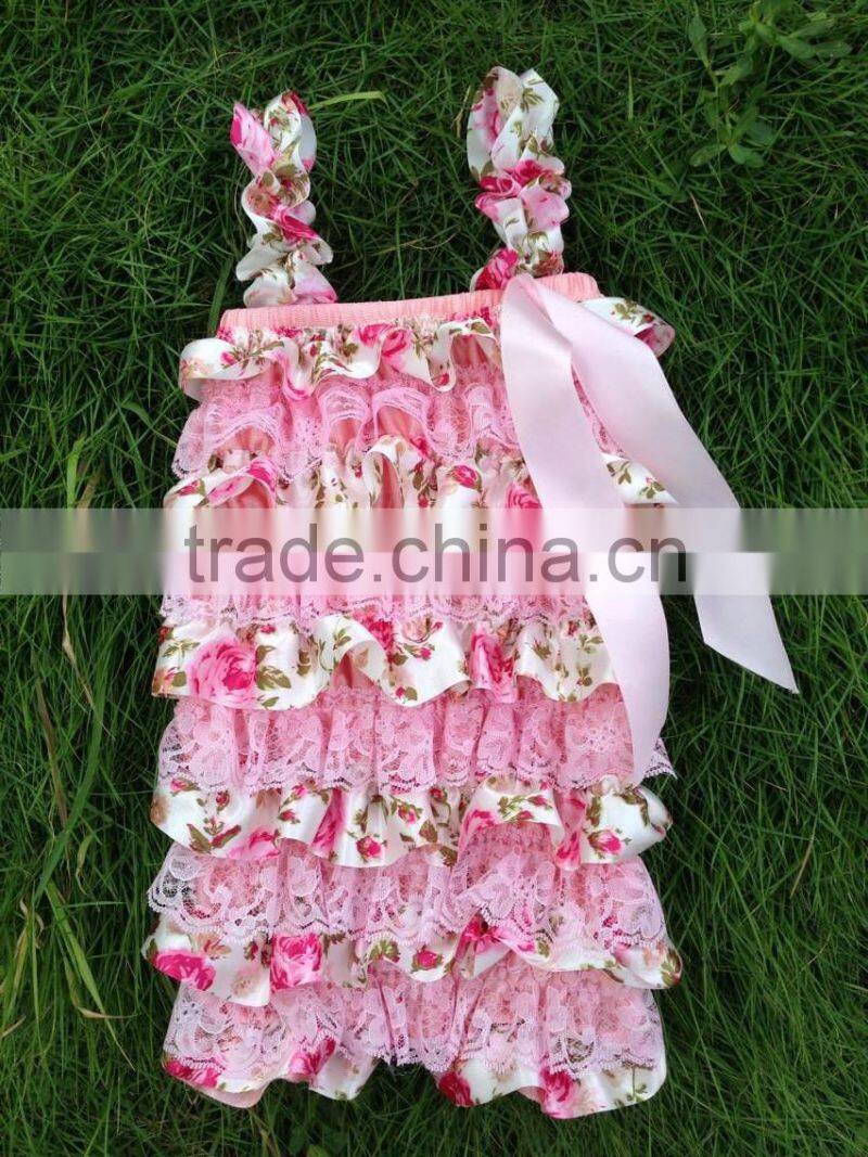 wholesale baby romper candy pink, aqua ,grey lace soft ruffle baby petti lace romper