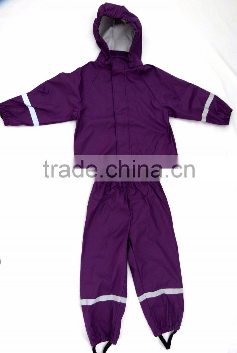 rubber rainwear for kids high-quality pu/pvc rainwear