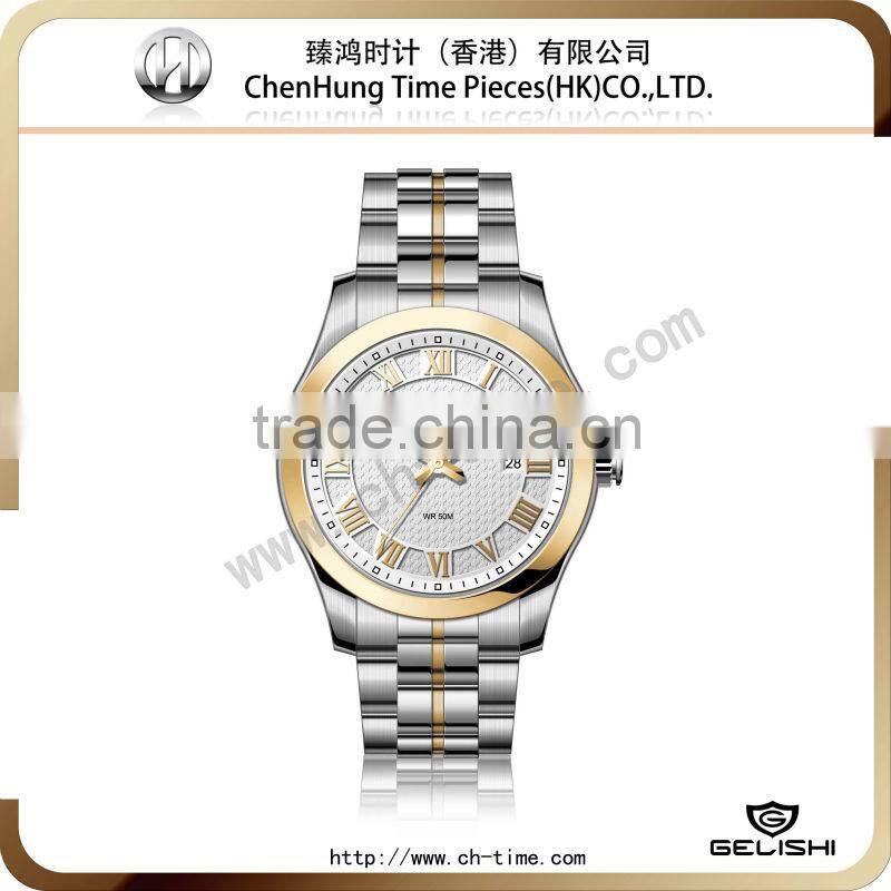 Vogue cheap western wrist non brand watches stainless steel case chain water resistant geneva movt wholesale