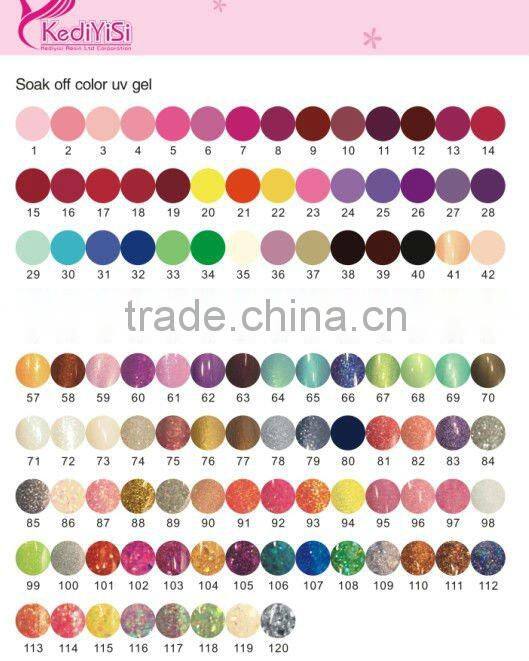 Nail art soak off glitter color uv gel