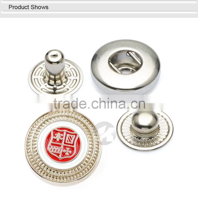Red Embossed Down Coat Metal Screw Snap Buttons For Jacket