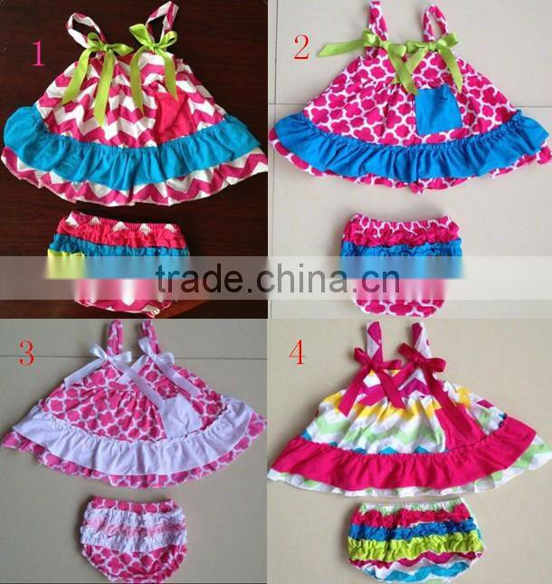 fashion kids clothes bloomer set patriotic baby clothes swing top set