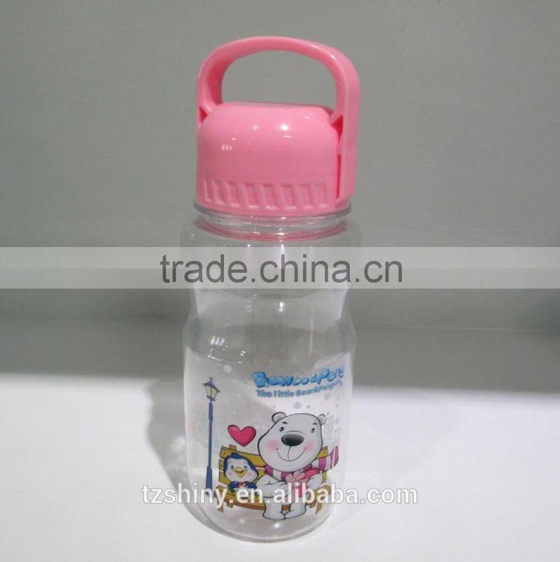 BPA free Plastic Children Water Bottle with Dome Lid Plastic Milk bottle Cartoon Drinking Bottle