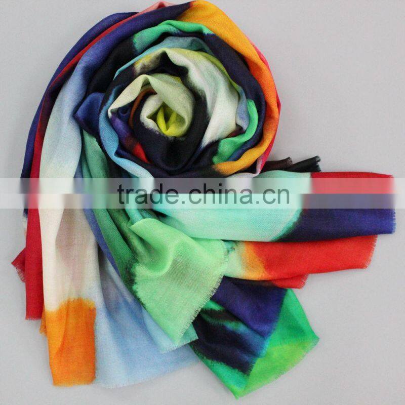 100% wool digital printing scarf 140*200+0.5*2