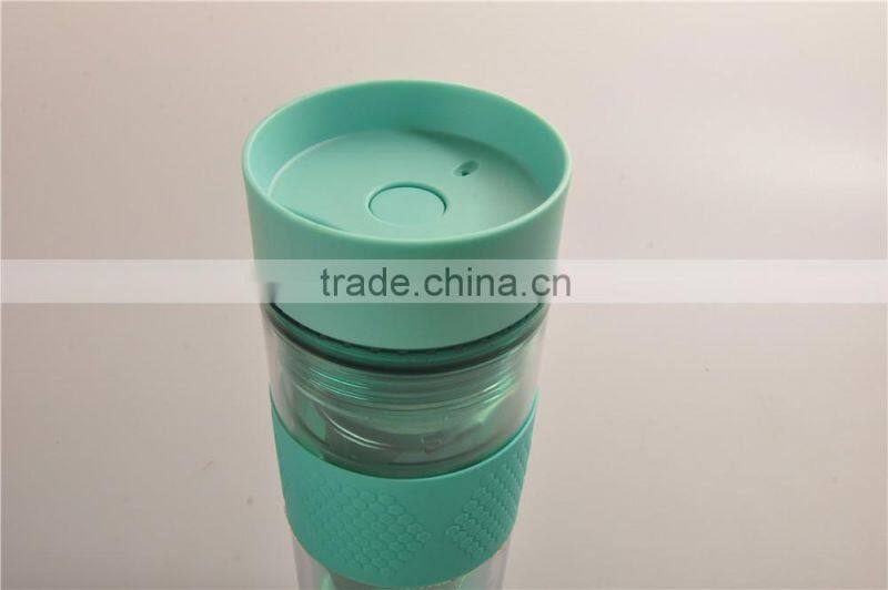 Everich New design hot selling plastic tea infuser mug with silicone grip