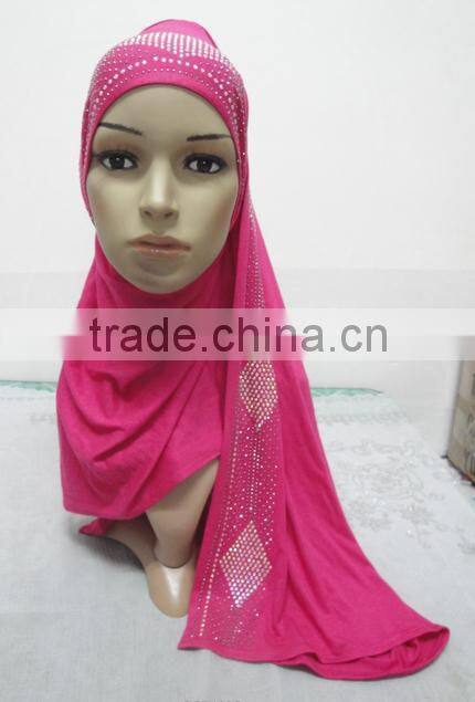 JL041 latest cotton jersey scarf with rhinestones,muslim hijab