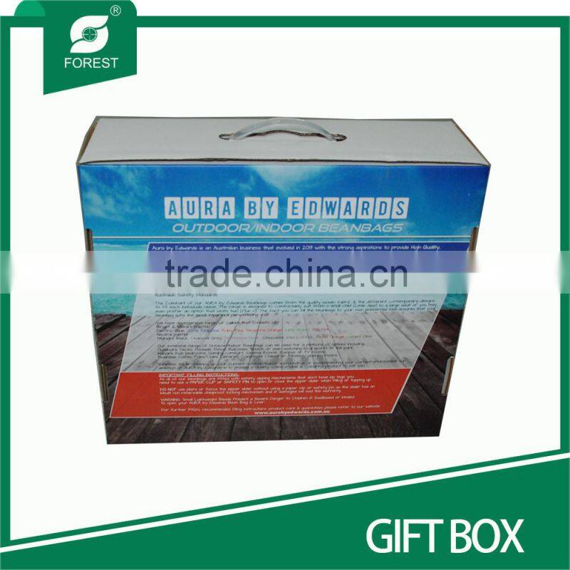 CUSTOM PRINTING PAPER GIFT BOX WITH PLASTIC HANDLE