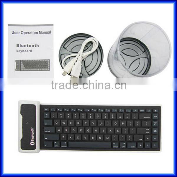 Hot sell wireless silicone waterproof soft bluetooth keyboard for ipad, Multi-color foldable soft computer bluetooth keyboard