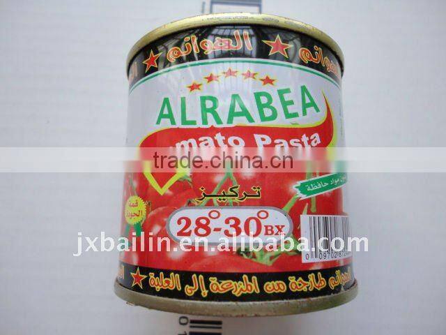 HOT!! 210g canned pasta de tomate brix 28-30, easy/normal open,