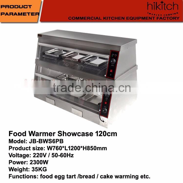 Counter top food warming showcase stainless steel fast food display equipment on sale
