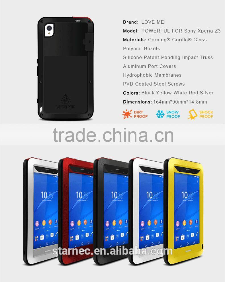 Love Mei Cell Phone Case Gorilla Glass Waterproof Case Cover For Sony Xperia Z3