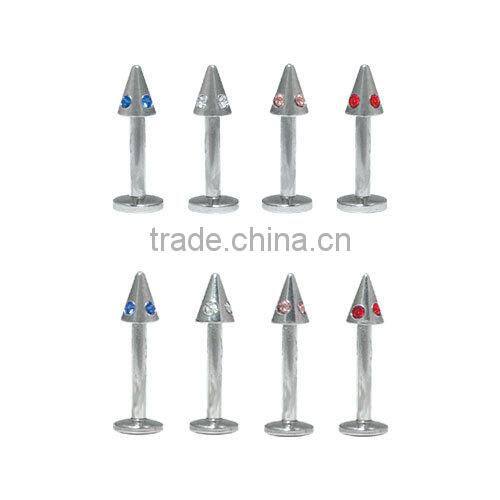 Stainless Steel Cone Labret With Gem