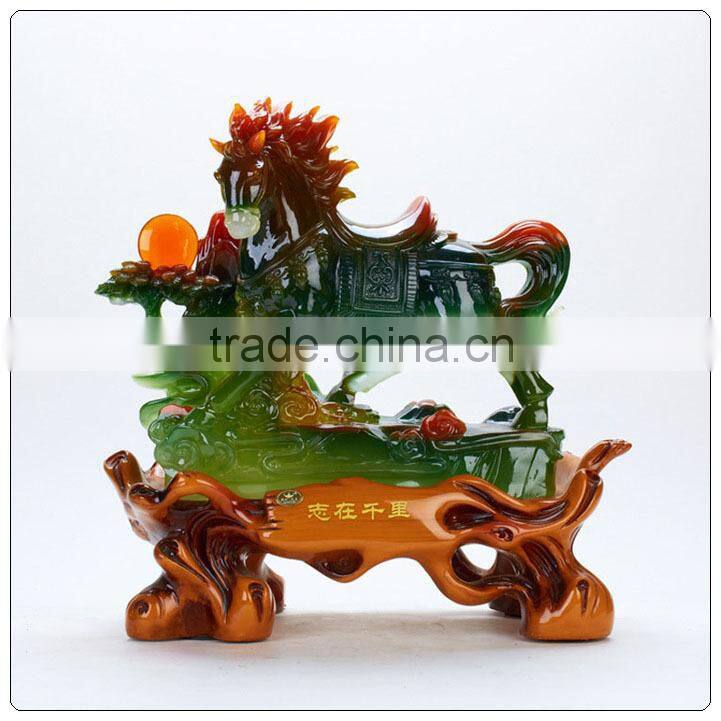 Jade color resin horse staute , chinese zodiac statue,horse ornament