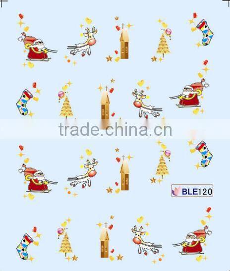2015 HOT Sell BLE Series Christmas Water Transfer Decals Christmas Nail Rrt Sticker