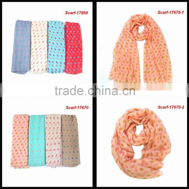 fashionable lady small petals pattern triangle scarf